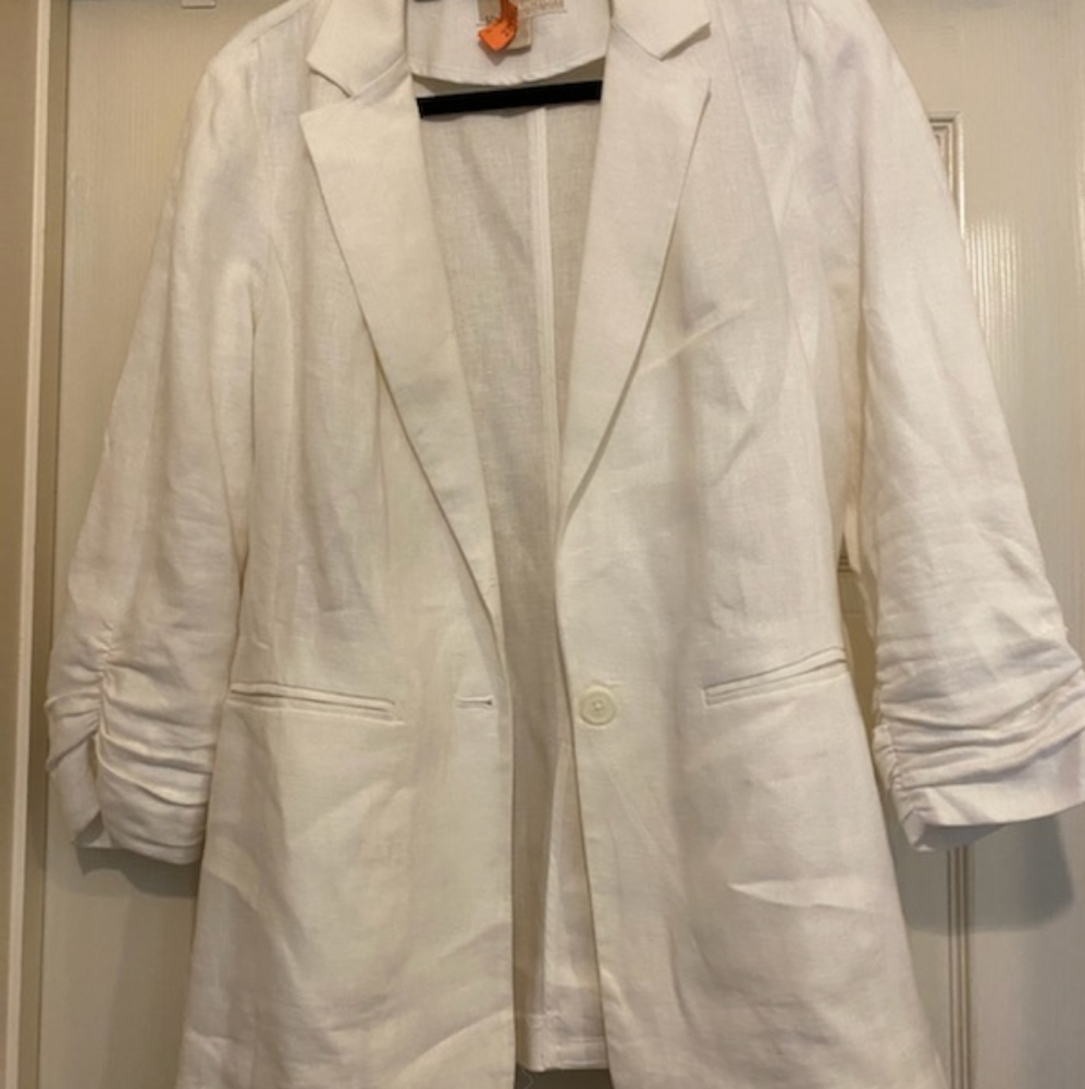 Michael Kors White Linen Blazer Jacket - Picture 3 of 4